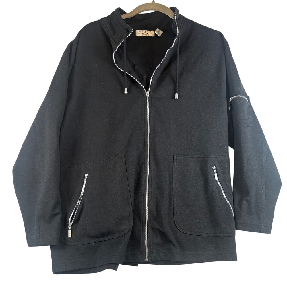 BLAST‎ STUDIO Black Zip Up Jacket Full Zip Pockets Size Medium